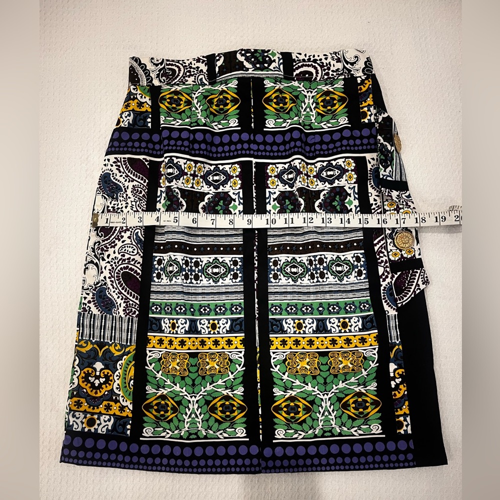 Handmade Upcycled Multicolor Mosaic Paisley Patterned Women's Pencil Skirt OS - Picture 10 of 17